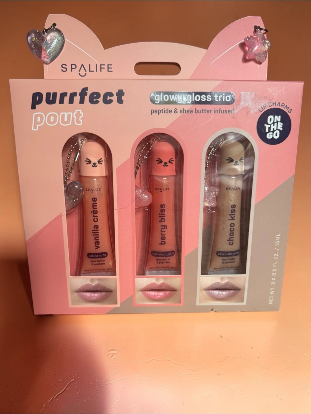 Spa Life Pink Lip Balm Trio - Shea Butter & Peptides NIB